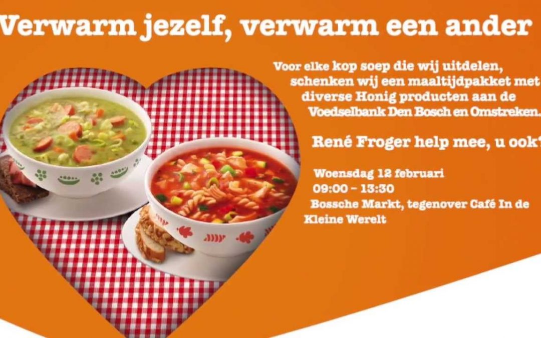 ‘Marktkoopman’ René Froger deelt hartverwarmende soep uit voor Voedselbank Den Bosch en Omgeving
